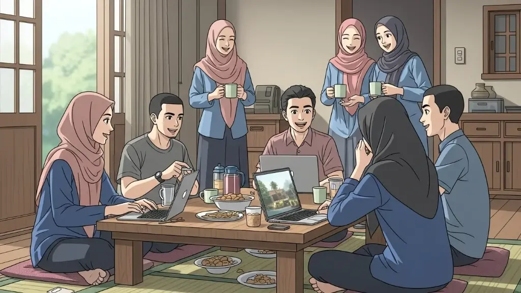 Siswa mengerjakan proyek desain grafis